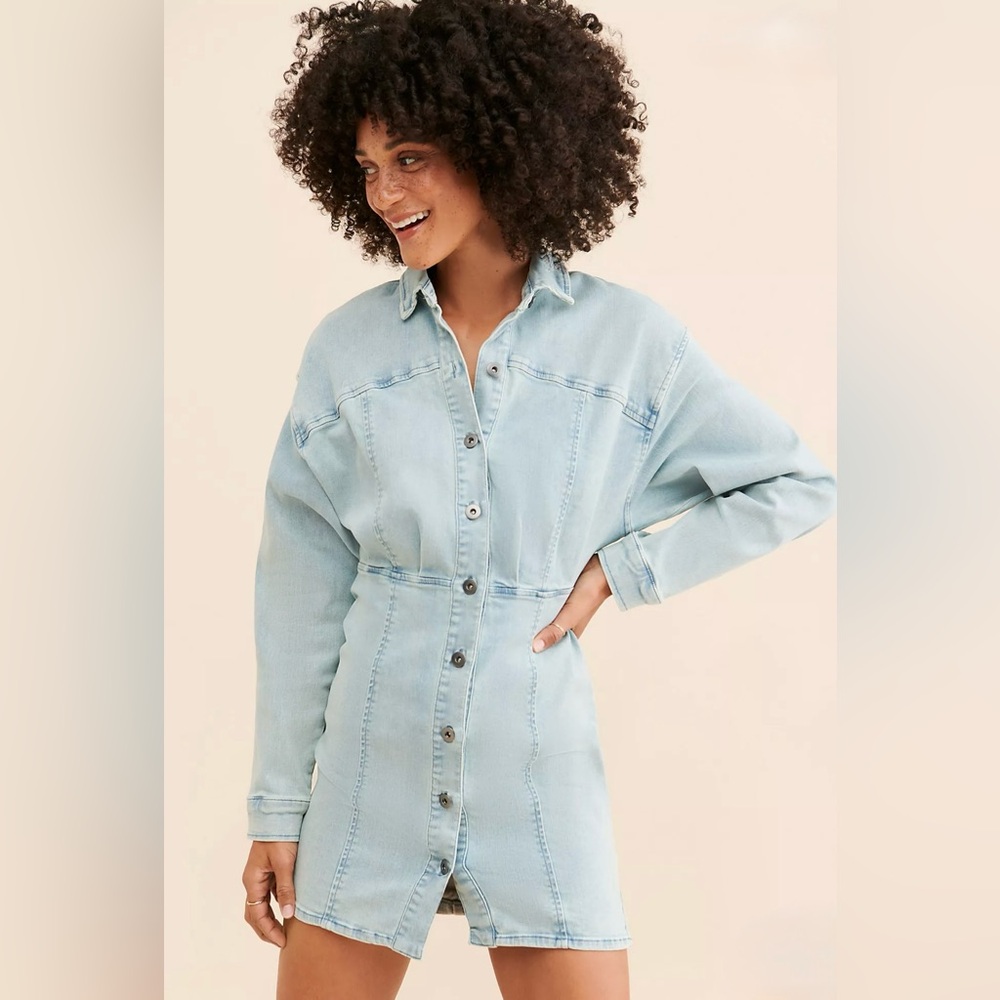 Free People Denim Button-Up Dress